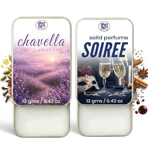 Image of Dr.Mashur Solid Perfume |Soiree&Chavella Alcohol Free Wax Perfume Balm, Long Lasting | Pocket Tin 12g, Pack Of 2| Non Greasy Smooth Glide, Travel Friendly Men And Women
