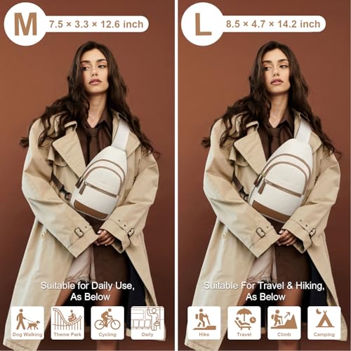 Image of Capolo Sling Bag for Women Men Waterproof Crossbody Bags for Women Trendy Casual Fanny Pack with Convertible Shoulder Strap Chest Bag for Travel Hiking(Beige, Large)