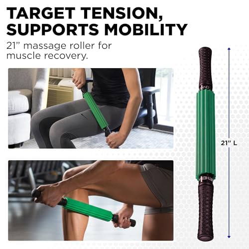 THERABAND Roller Massager +, Muscle Roller Stick for Self-Myofascial Release, Deep Tissue Massage Rolling Pin, Trigger Point Release, Muscle Soreness, Best Gifts for Runners, Athletes, Crossfit