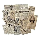 16pcs/pack Vintage Collage Paper Coffee Dyed Newspaper Clippings Collection, Victorian Era Advertisements, Junk Journal Supplies