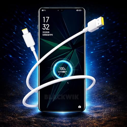Image of Blackwik 100W Support SuperVOOC /SuperDart USB to Type C Fast Charging Cable Compatible with Realme 12 Pro+, 11 Pro+, 11, 10, 9 Pro, Narzo 60 Series, XT (65W Dart Support, White, Durable)