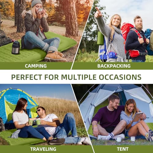 Image of FNARMW Camping Sleeping Pad, Extra Thick 5 Inch Camping Mat with Pillow Built-in Foot Pump Inflatable Sleeping Pads Compact for Camping Backpacking Hiking Traveling Tent(Military Yellow)