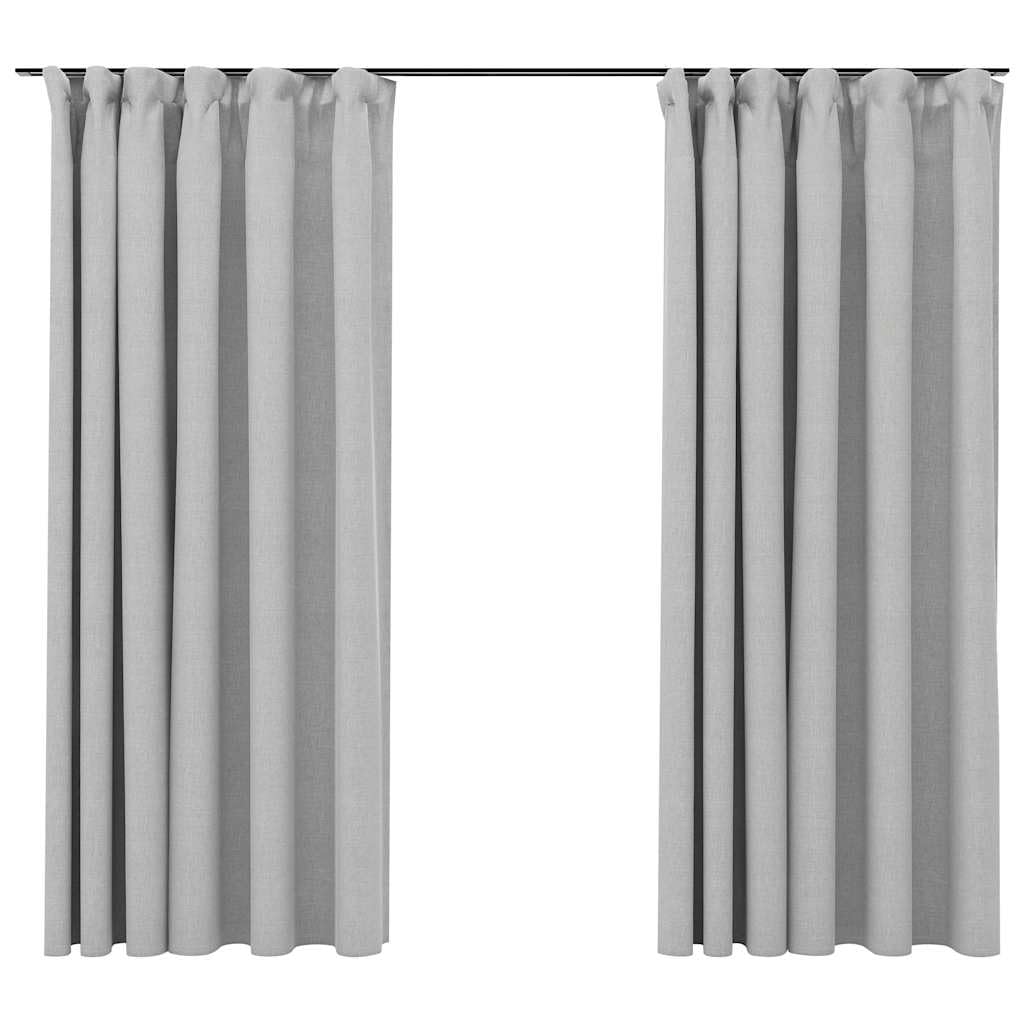 Rideaux occultants effet lin contre la lumière du jour, gris, lot de 2 panneaux