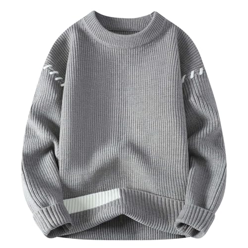 Cambkatl Men's Fashion Color Block Crewneck Sweaters - Cozy Soft Winter Casual Long Sleeve Pullover Chunky Knit Sweater Tops