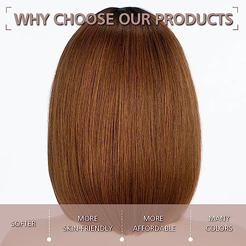 FASHION IDOL Bob Human Hair Wig with Bangs for Black Women Short Straight Hair 10 Inch Natural Black Glueless Machine Made Short Bob Wigs - Image 3