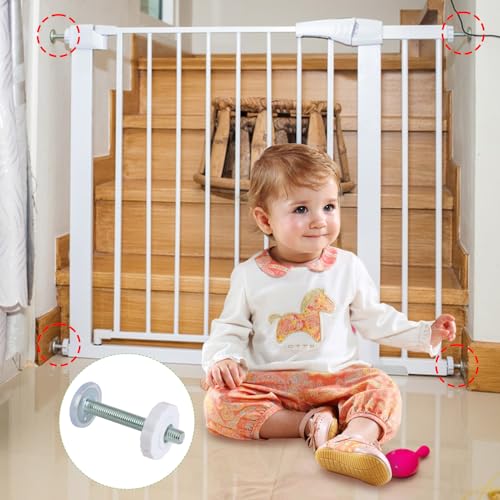 4 Stück Druckschrauben für Treppenschutzgitter, Gewindespindelstangen Klemmschrauben Ohne Bohren, Sichere Fixierung Safety Treppenschutzgitter Verlängern für Kindergitter, Haustier Treppengitter (M10)