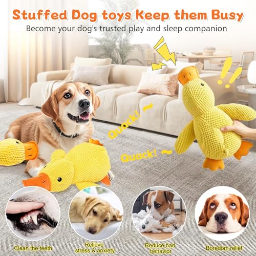 Hshenjhu Kleine Gelbe Ente Hundespielzeug, Unzerstörbares Dog Spielzeug, Hundespielzeug Quietschend, Indestructible Dog Chew Toy, Dog Toys für Breeds, kleine, mittlere, große Hunde
