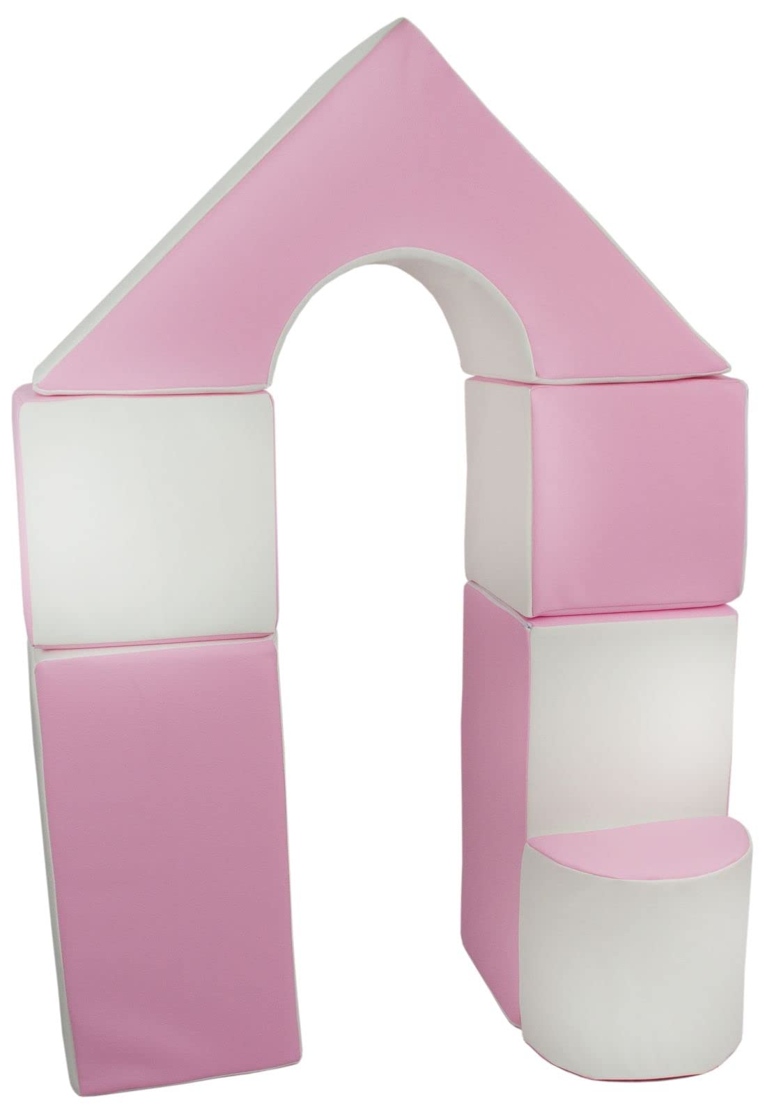 Velinda 6 pcs coloured,building blocks, soft,foam,children,kids, toy,nursery,playgroup (colour: white, pink (pastel))