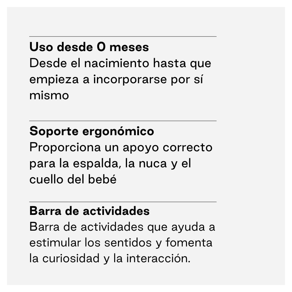 Jané Light, Hamaca para Bebé Desde 0 Meses, Hamaca Mecedora Ultraligera con Balanceo Natural, Barra de Actividades y Reductor, Tapizado Lavable, Beige