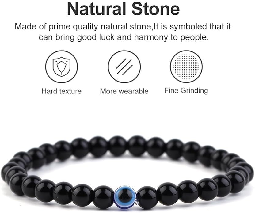 Pulsera Ajustable de Protección Ojo Turco con Cuentas Negras 6mm miniatura 6