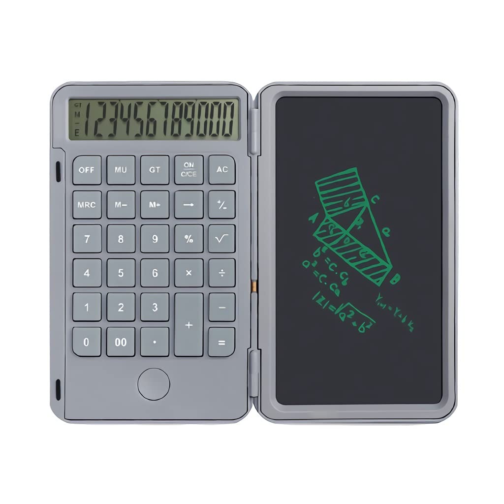 calcolatrice, Calcolatrice portatile a 12 cifre con lavagna for scrivere a mano, calcolatrice elettronica pulsanti caricati tramite USB, for studenti, ufficio(Gris)
