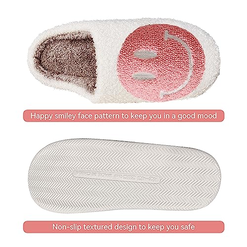 Beishani Smile Face Slippers for Women Happy face slippers Retro Soft Plush Warm Slip-on Slippers Cozy Indoor Outdoor Womens Slippers3