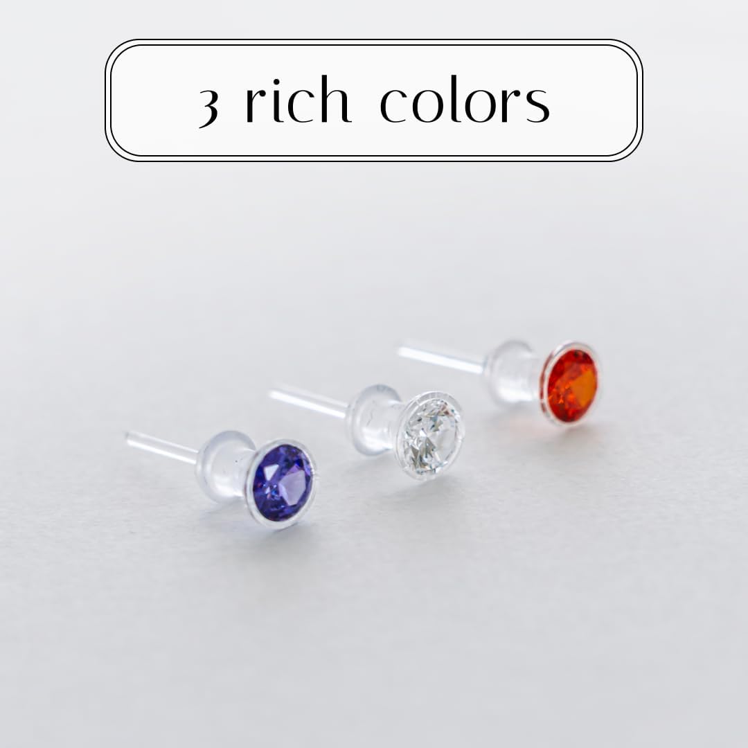 Medical Grade Plastic Earrings for Sensitive Ears, Nickel Free, Hypoallergenic Earrings for Girls and Women, Comfortable, Lightweight and Metal Free Cubic Zirconia