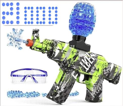 BuYou Gel Blaster Soft Bullet AKM-47 Electric with 21,000 Ammo for Teenagers and Adults Green (Green Camouflage) 14+