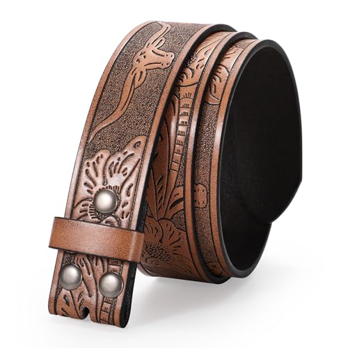 Western Leather Belt Strap for Men without Buckle Cowboy Cowgirl Leather Mens Belt for Jeans4