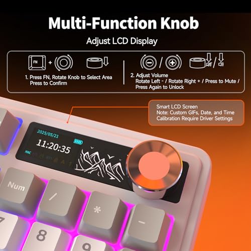 Image of Ajazz AK980 V2 Wireless Mechanical Gaming Keyboard,Tri-Mode BT5.0 /2.4GHz /USB-C 10000mAh Battery Hot Swappable RGB Backlit Computer Gaming Keyboards for PC /Tablet /PS /Xbox