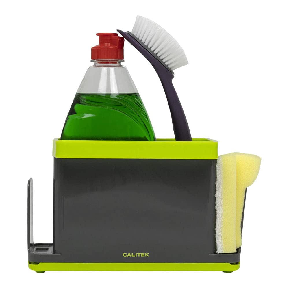 Rackhams Green Sink Caddy Washing Up Storage Tidy With Removable Drip Tray - Plastic - 1