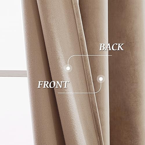 Image of RYB HOME 72 inches Velvet Curtains for Nursery, Rod Pocket Thermal Insulated Soft Silky Touch Window Treatment for Study Room Dorm, W 52 x L 84 inches, Blush, 2 Panels Set