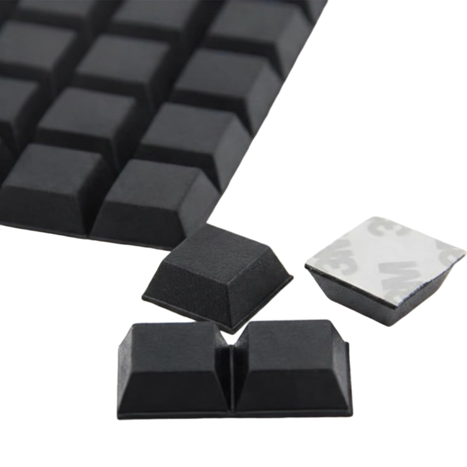 Lot de 16 pieds en caoutchouc autocollants - 20 x 20 mm - Amortisseur de vibrations et pieds antidérapants (noir)