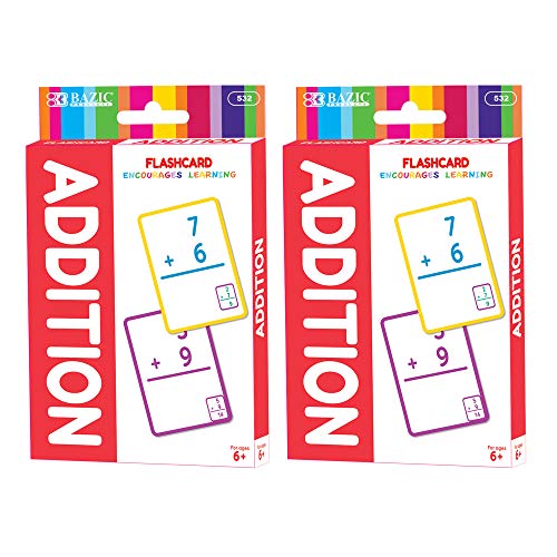 Image of BAZIC Products Addition Flash Cards, 36 Cards, Self-Checking, 2-Pack