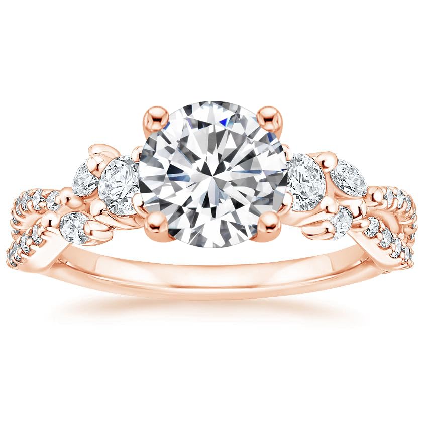 ANGEL SALES 2.00 Ct Round Cut White Diamond Wedding Anniversary Ring 14k Rose Gold Finish