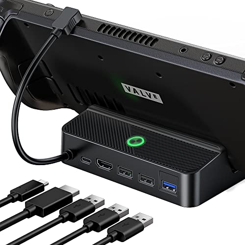 Docking Station für Steam Deck,Highwings 6-in-1 Steam Deck Dock Stand mit HDMI 2.0 4K@30Hz,100W PD Schnellladung,Steam Deck Zubehör mit 2 USB 3.0+ USB 2.0,USB C Dock, Kompatibel mit Valve Steam Deck Cover