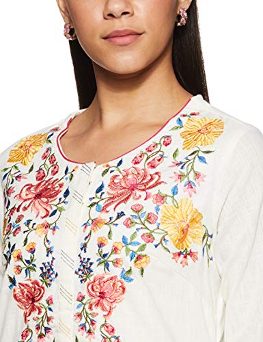 Image of BIBA Womens Round Neck Embroidered Kurta