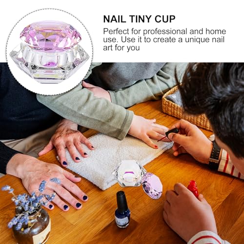 Vaso de Cristal para Uñas con Tapa, Container Acrílico Rosa miniatura 3