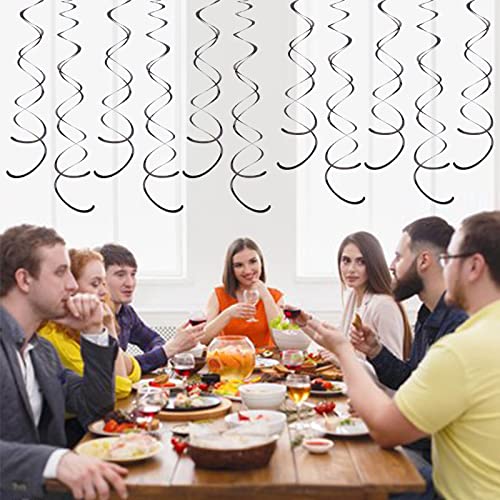 Image of PIGETALE 30 Pieces Iridescent Black Party Hanging Swirl Decorations Plastic Streamers Foil Swirls Ceiling Decorations Birthday Bachelorette Bridal Shower Baby Shower Graduation Decorations 2023