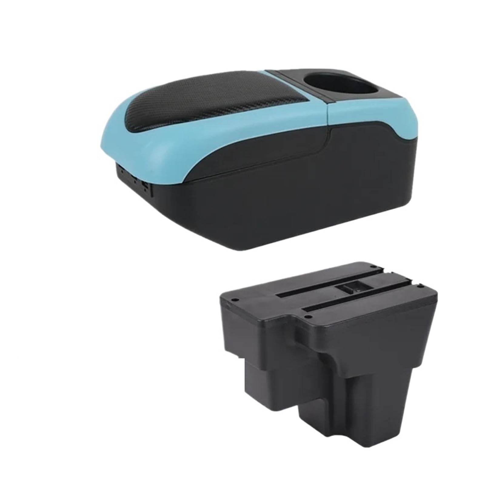 Umdjju S1 Black-Blue 6Usb For Kia For Rio For Stonic 2015-2024 Armrest Box Retrofit Car Storage Accessories Car Centre Console Armrest Box(S1 Black-Blue 6Usb)