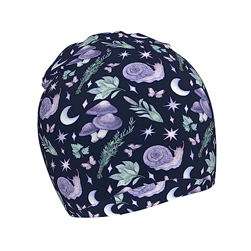 Mushroom Snail Butterfly Moon Kids Beanie Hats Warm Knit Beanie Cap Skull Caps Gifts Decor for Boys Girls White