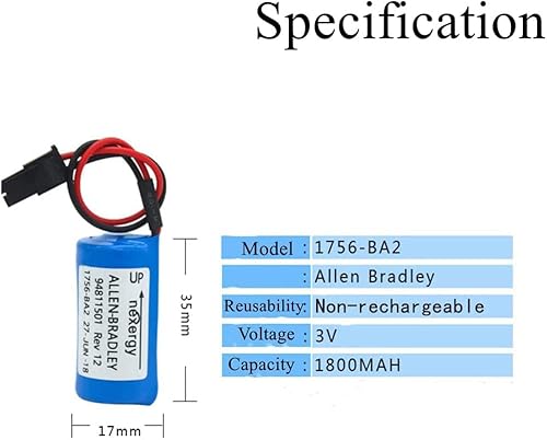 Miniatura 2 de 1756-BA2 PLC Reemplazo de batería para Allen Bradley 1756-BA2 BR23A-AB 1745-B1 (paquete de 10)