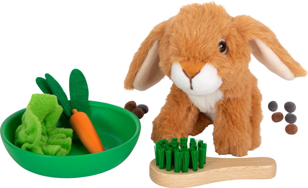 small foot Hasenstall mit Auslauf aus Holz, mit umfangreichem Zubehör, Rollenspielzeug für Kinder ab 3 Jahren, 12399