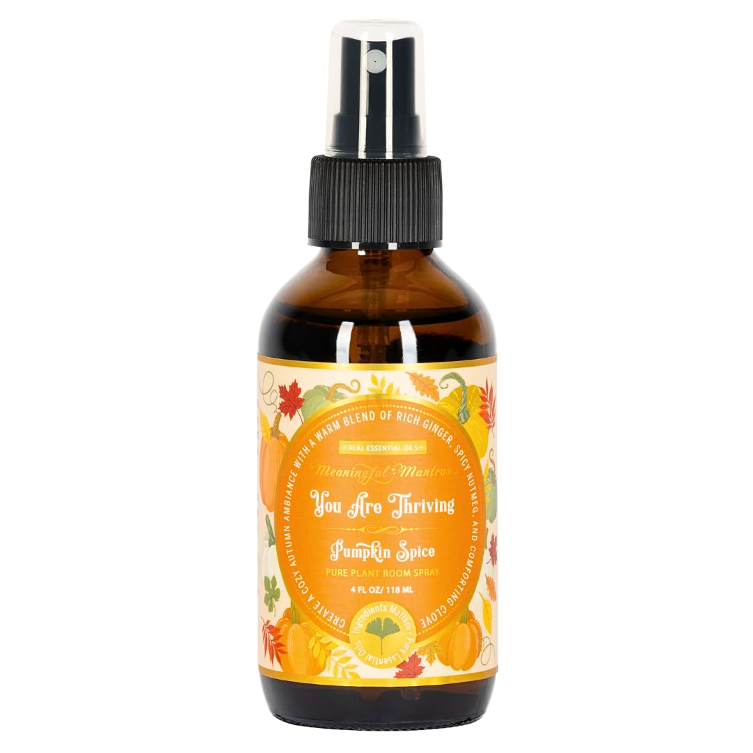Meaningful Mantras 100% Plant Based Air Freshener + Room Spray, Made With All Natural Essential Oils, Pumpkin Spice, 4oz