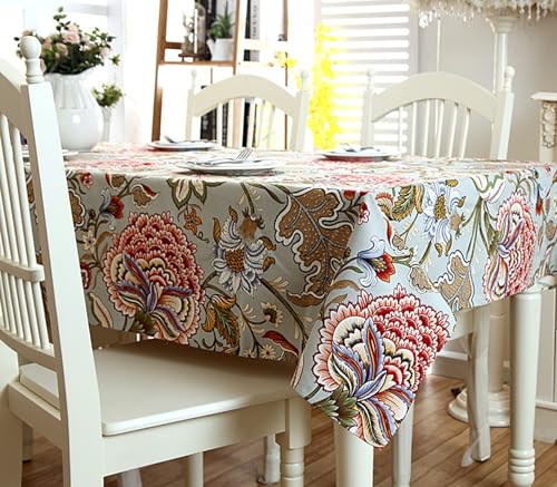 Nappe fleurie multicolore 140x200 protégeant votre table en coton traité anti-taches