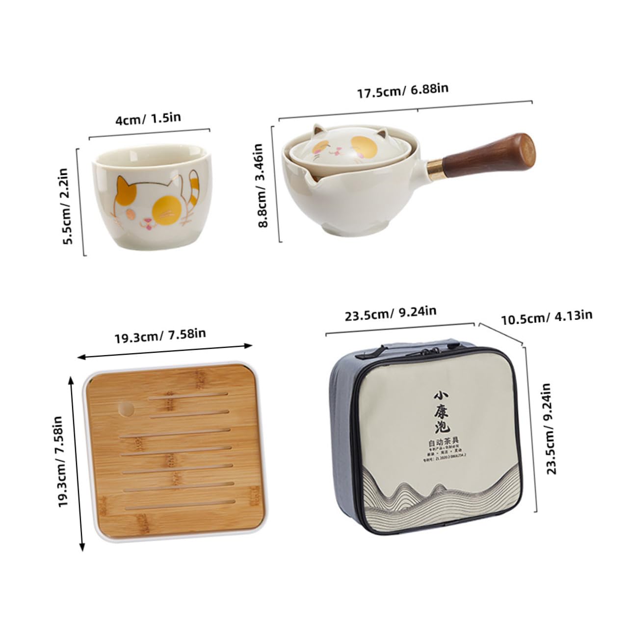Toyvian tè Portatile in Ceramica con Teiera Girevole Kit da Viaggio per Preparazione del tè Set da Cinese per Casa e Regalo per Appassionati di