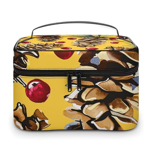 Foldable Travel Luggage Bag for Men And Women, Dry And Wet Separation Portable Travel Luggage Bag, Pine Cones And Cranberries Printed Waterproof Sports Luggage Bag, Fitness Bag