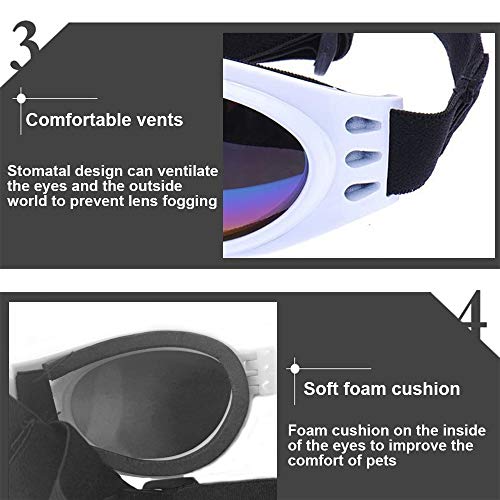 NA/ 2 Pcs Dog Goggles, Adjustable Strap Dog Goggles Eye wear Protection for Travel Skiing, UV Protection Waterproof… - Image 6