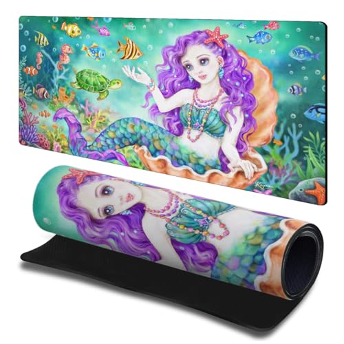Tapis de souris XXL sirène fantastique idée cadeau pour passionnés d'informatique
