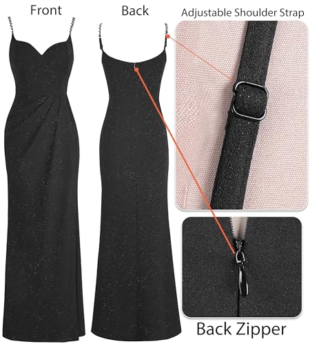 VFSHOW Womens Sexy Formal Ruched Fitted High Slit Bodycon Maxi Dress Spaghetti Strap Sweetheart Cocktail Prom Evening Gown4