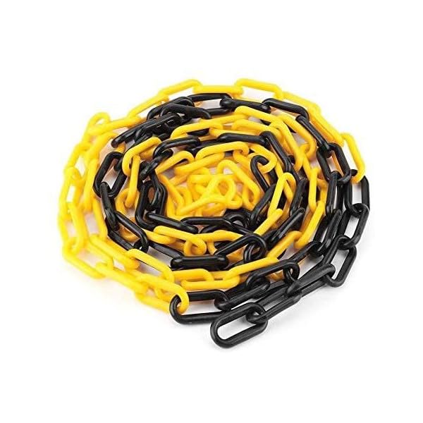 Chaîne en plastique pour le stationnement et la sécurité, Jaune Noir, 6 mm, de 5 à 50 mètres (25 m)