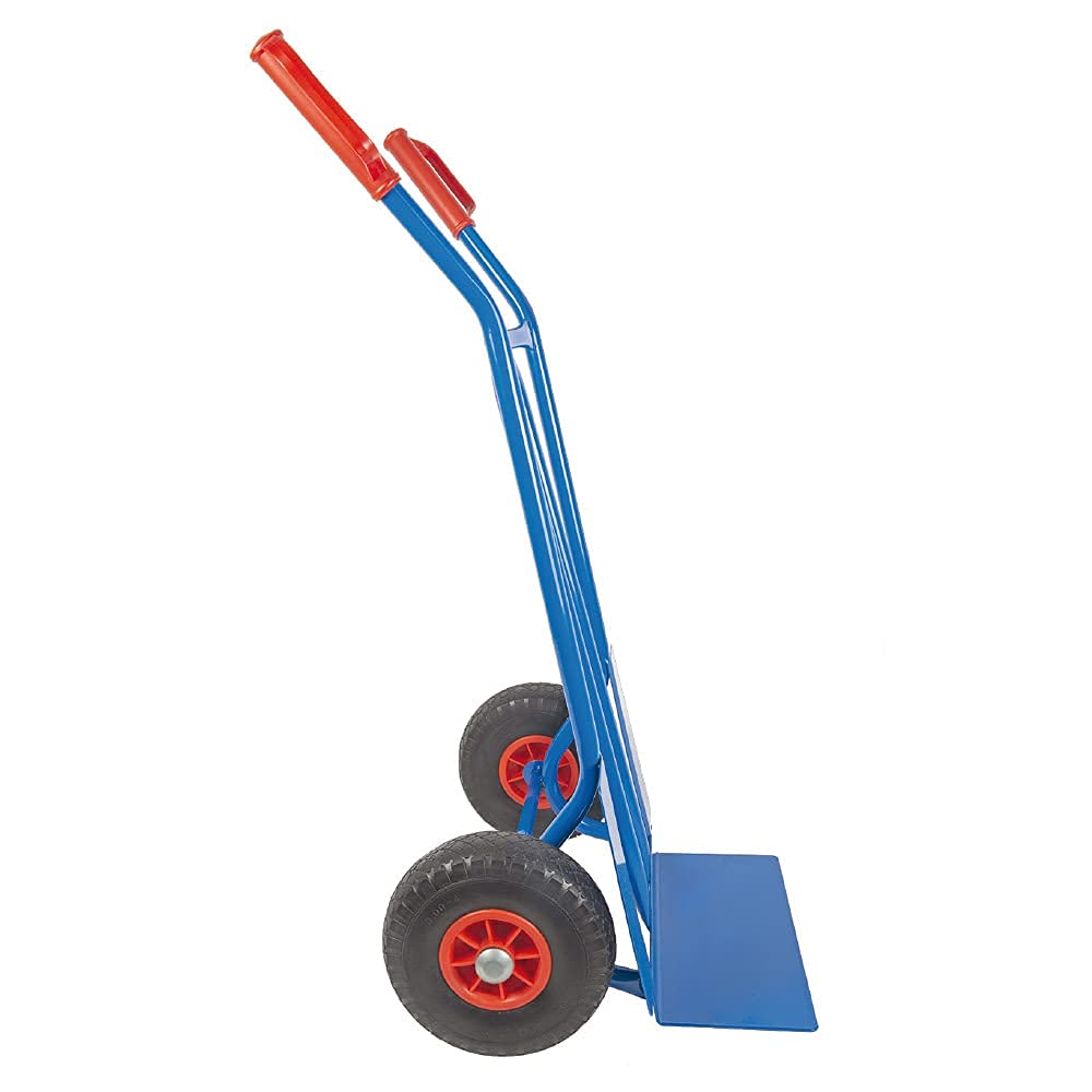 Trestles Profi Sackkarre Sackkarren Vollgummireifen 250kg Transportkarre S01 blau Sackrodel Karre pannensicheres PU Rad | Stahl | Radschutz | Sicherheitsgriffe