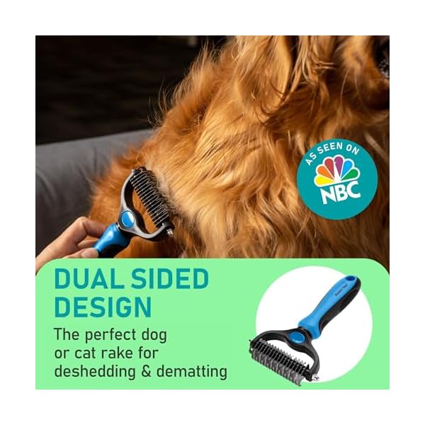 MaxPower Planet Hund- und Katzenbürste - Sanfte Unterwollbürste für Langhaar-Tiere - Doppelseitiger Hundekamm & Katzenkamm in Blau – Bild 3