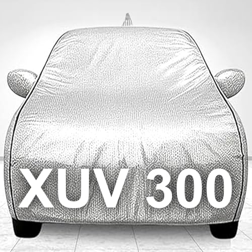 Image of Waterproof Car Body Cover for Mahindra Xuv 300 with Mirror and Antenna Pocket, Soft Cotton Lining, Triple Stitched Heat Resistant Metallic - Silver