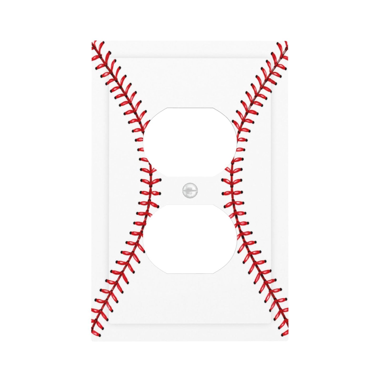Xuejiaku Outlet Covers Baseball Stitches Decorative 1 Gang Duplex Light Switch Covers Single Electrical Receptacle Wall Plate Minimalist Red Baseball Print Switchplate for Boys Room Sports Decor