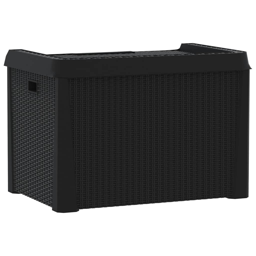 Gartenbox in Holzoptik Organizer Box Spielzeug Multibox Wasserdicht Outdoor, Gartenbox Anthrazit 125 L aus PP