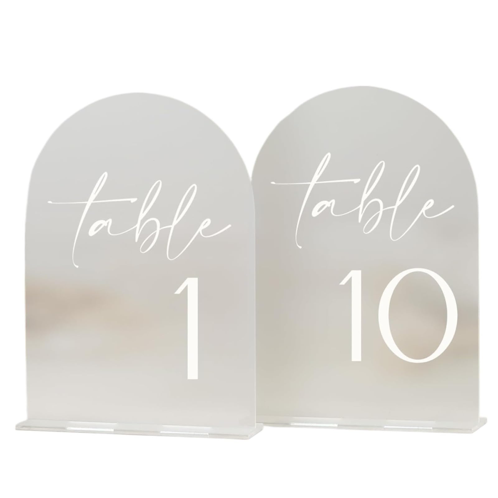 WSQHAO 10pcs Arch Wedding Table Number Card With Stand Mirrored Holder For Reception,Party,Anniversaries,Event for Restaurant(Color 3)