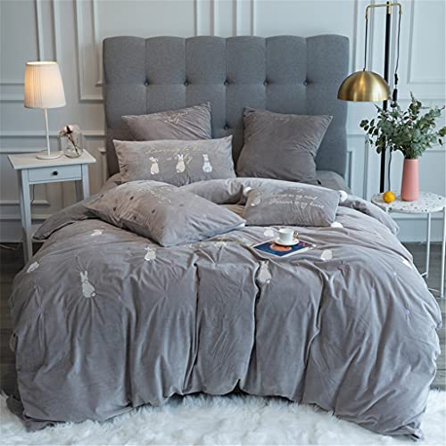 Lindo y Lindo y Lindo vellón de Conejo e Invierno de Cuatro Piezas de Cuatro Piezas Cubierta de edredón de Conejo Simple Capeta Gruesa de Ropa de Cama Suave (Color: 7 Piezas Tamaño del Traje: 1.8m)