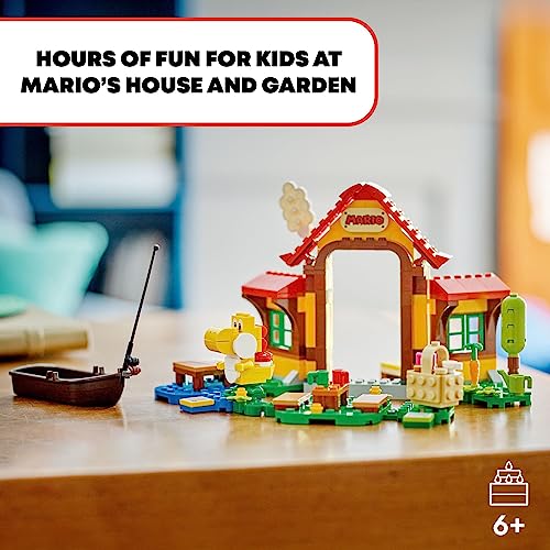 Super Mario Picnic at Mario's House Expansion Set 71422, set da gioco da collezione con figura gialla Yoshi, giocattolo costruibile da espandere sul corso iniziale, regalo di compleanno Super - Lego - Immagine 1