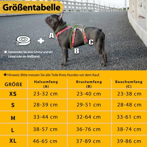 Huntboo Hundegeschirr Ausbruchsicher, Panikgeschirr Hund, Reflektierender Gurt mit Gepolstertem Griff, Atmungsaktiv, Verstellbare Weste für Große Hunde, die Spazieren Gehen,und Rennen (Rot, L)